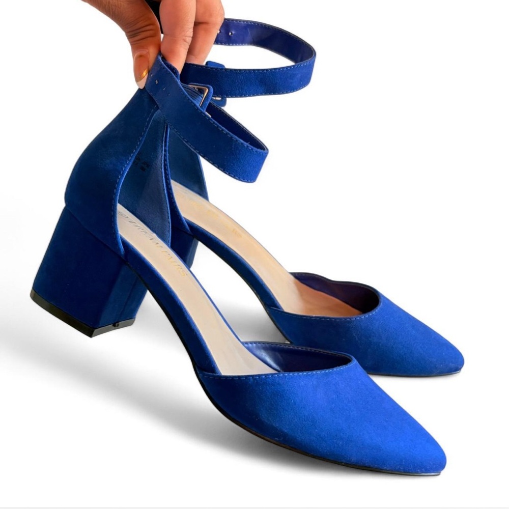 Dream Pairs Blue Block Heel Pumps